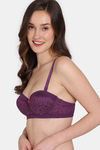 Zivame Primrose Padded Wired 3/4th Coverage Strapless Bra - Dark Purple — thumbnail 4